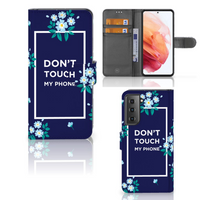 Samsung Galaxy S21 Portemonnee Hoesje Flowers Blue DTMP - thumbnail