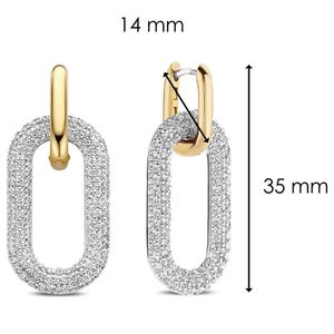 TI SENTO-Milano 7844ZY Oorhangers zilver-zirconia goudkleurig-wit 15 x 34 mm