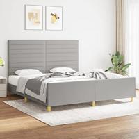 vidaXL Bedframe met hoofdeinde stof lichtgrijs 180x200 cm, bed, ledikant, tweepersoonsbed, slaapmeubel, bedbodem, bedden, slaapmeubels, slaapmeubelen