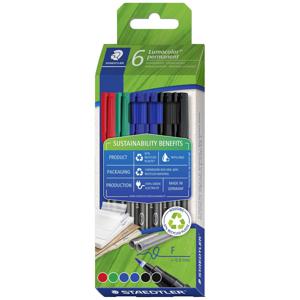 Staedtler Foliestift Lumocolor® permanent pen 318 318 C6-1 Rood, Blauw, Groen, Zwart