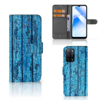 OPPO A16/A16s/A54s Book Style Case Wood Blue - thumbnail