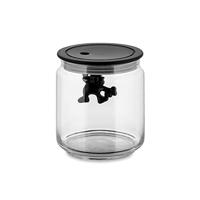 Alessi AMDR04 B Glazen Gianni Jar A Little Man Holding On Tight Kleine Keuken Doos met Hermetische Deksel in Thermoplastische Hars, Zwart, 700 ml