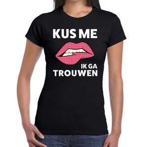 Kus me ik ga trouwen t-shirt zwart dames