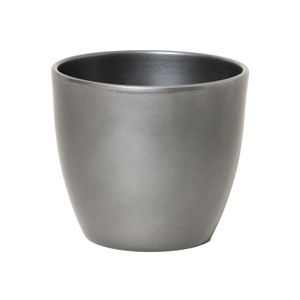 Bloempot glanzend zilver metallic keramiek voor kamerplant H25 x D28 cm