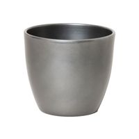 Bloempot glanzend zilver metallic keramiek voor kamerplant H25 x D28 cm - thumbnail