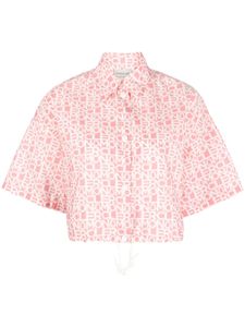 Moncler chemise crop à logo imprimé - Rose