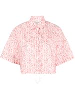 Moncler chemise crop à logo imprimé - Rose - thumbnail