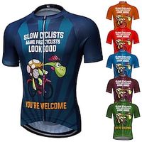 Voor heren Wielrenshirt Korte mouw Fietsen Shirt Kleding Bovenlichaam met 3 achterzakken Bergracen Wegwielrennen Ademend Sneldrogend Vochtregelerend Zacht Donker rood Rood blauw Grafisch Luiaard Lightinthebox