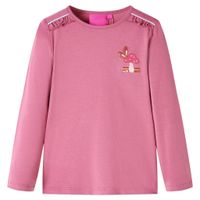 Kindershirt met lange mouwen paddenstoelenprint 140 frambozenkleurig