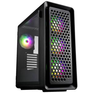 FSP Fortron CUT593A Midi-tower Gaming-behuizing Zwart 4 voorgeïnstalleerde LED-ventilators, Zijvenster, Stoffilter