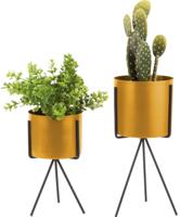 PT Pedestal ijzer bloempot - set van 2 (Kleur: geel)