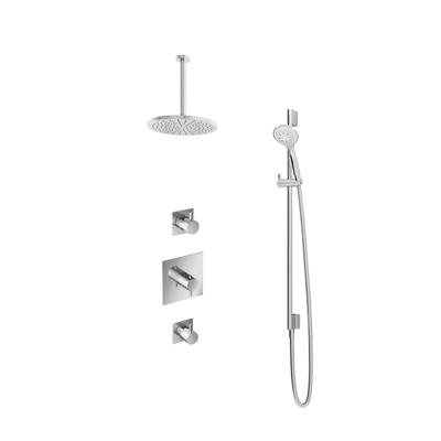 Hotbath Get Together doucheset met 2 stopkranen met 3 standen-handdouche, 30 cm plafondbuis, 25 cm hoofddouche, glijstang, chroom