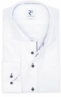 R2 Amsterdam Heren Overhemd Wit Grafisch Contrast Fine Twill Modern Fit