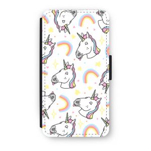 Rainbow Unicorn: iPhone X Flip Hoesje