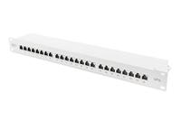 DIGITUS Patch Panel - 19-inch - Cat-6A - 24-poorts RJ45 - Afgeschermd - LSA patchpaneel - Rack-mount 1U - Grijs