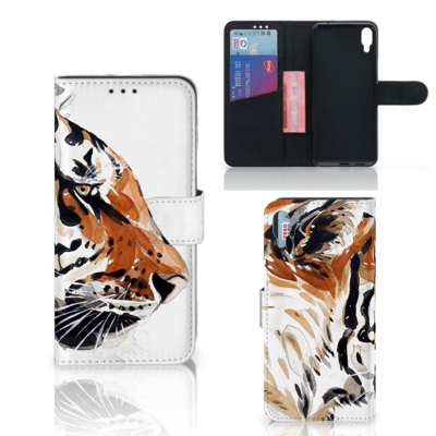 Hoesje Sony Xperia L3 Watercolor Tiger Hoesje Sony Xperia L3 Watercolor Tiger