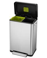 EKO X-Cube recycling pedaalemmer 20 + 20 liter mat RVS