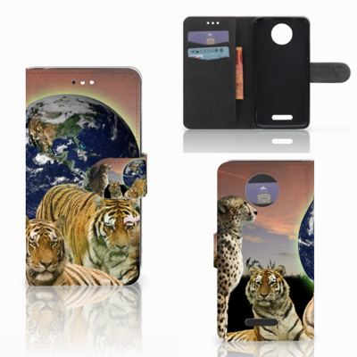 Motorola Moto C Plus Telefoonhoesje met Pasjes Roofdieren Motorola Moto C Plus Telefoonhoesje met Pasjes Roofdieren