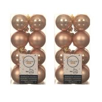 32x stuks kunststof kerstballen toffee bruin 4 cm glans/mat