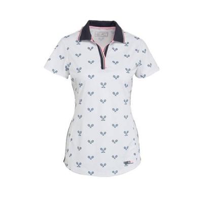 Sjeng Sports sportpolo Brenda wit/blauw/roze