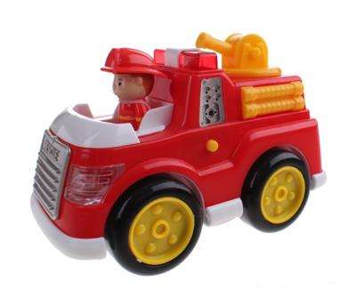 Let's Play brandweerauto met licht en geluid 18 cm rood/geel Let's Play brandweerauto met licht en geluid 18 cm rood/geel