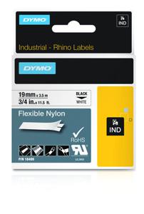 Labeltape DYMO IND RHINO 18489 Tapekleur: Wit Tekstkleur:Zwart 19 mm 3.5 m