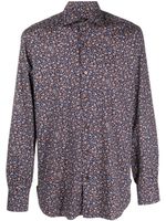 Barba chemise en coton à fleurs - Bleu