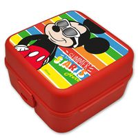 Disney Mickey Mouse broodtrommel/lunchbox voor kinderen - rood - kunststof - 14 x 8 cm - thumbnail