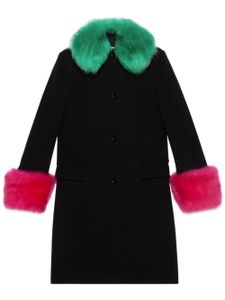 Gucci shearling-collar cashmere coat - Noir