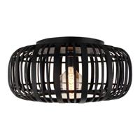 Brilliant Zwarte plafondlamp Woodrow rotan 99405/76 - thumbnail