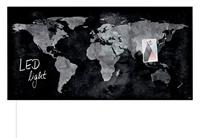 SIGEL GL409 Premium glazen magneetbord 91 x 46 cm met LED-verlichting, design wereldkaart, hoogglanzend, SGS getest, eenvoudige montage, incl. 3 sterke magneten, glas-magneetbord Artverum