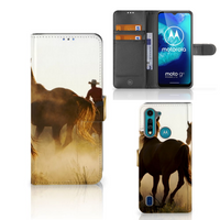 Motorola G8 Power Lite Telefoonhoesje met Pasjes Design Cowboy - thumbnail