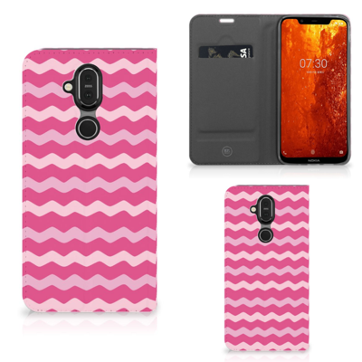Nokia 8.1 Hoesje met Magneet Waves Pink