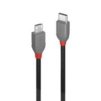 LINDY USB-kabel USB 2.0 USB-C stekker, USB-micro-B stekker 0.50 m Zwart, Grijs 36890