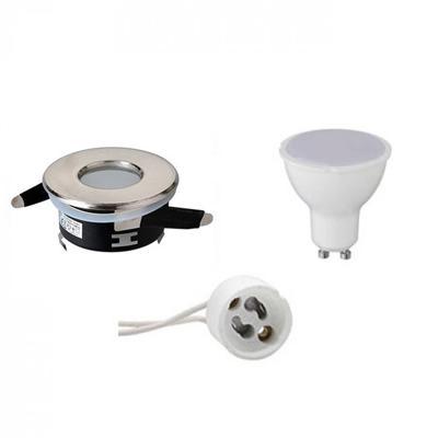 LED Spot Set - Aigi - GU10 Fitting - Waterdicht IP65 - Inbouw Rond - Mat Chroom - 6W - Helder/Koud Wit 6400K - Ø82mm LED Spot Set - Aigi - GU10 Fitting - Waterdicht IP65 - Inbouw Rond - Mat Chroom - 6W - Helder/Koud Wit 6400K - Ø82mm