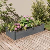 Plantenbak verhoogd met voering 120x45x25 cm vurenhout grijs - thumbnail