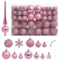 VidaXL 111-delige Kerstballenset polystyreen roze - thumbnail