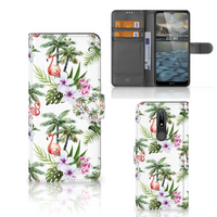 Nokia 2.4 Telefoonhoesje met Pasjes Flamingo Palms - thumbnail