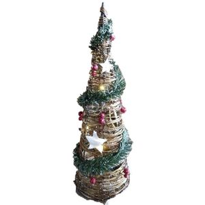 Gerimport LED piramide kerstboom - H80 cm - rotan - kerstverlichting   -