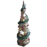 Gerimport LED piramide kerstboom - H80 cm - rotan - kerstverlichting   - - thumbnail