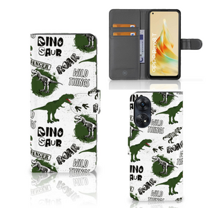 Telefoonhoesje met Pasjes voor OPPO Reno8 T 4G Dinosaurus