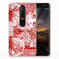 Silicone Back Case Nokia 6 (2018) Angel Skull Rood