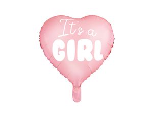 Folieballon Hart licht pink It&apos;s a girl 45cm