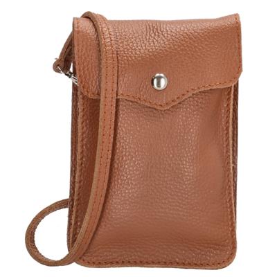 ELISA dames telefoontasje schoudertasje leer cognac