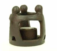 Theelichthouder 3 Mensen (Donkerbruin)