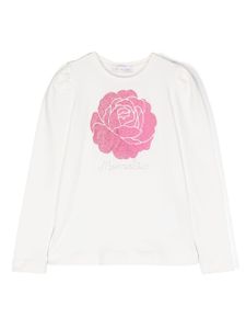 Monnalisa sweat à fleurs appliquées - Blanc