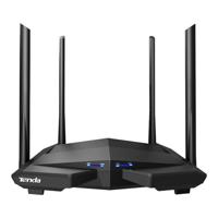 Tenda AC10-1200 Mbit/s dual-band gigabit WLAN-router (867 Mbit/s 5 GHz + 300 Mbit/s 2,4 GHz, 4x gigabit poorten, gigabit WAN, MU-MIMO, beamforming+, IPTV, 4x 5dbi antennes), zwart,