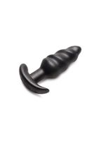 25X Vibrating Silicone Swirl Plug + Remote Control - Black