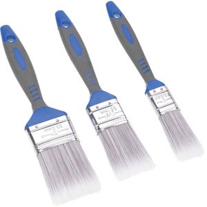 FX Tools Verfkwasten - set 3x stuks - plat - kunststof handvat - 25/38/50 mm breed - schilderen   -