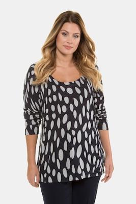 Ulla Popken Pullover, stippendessin, ronde hals - Grote Maten